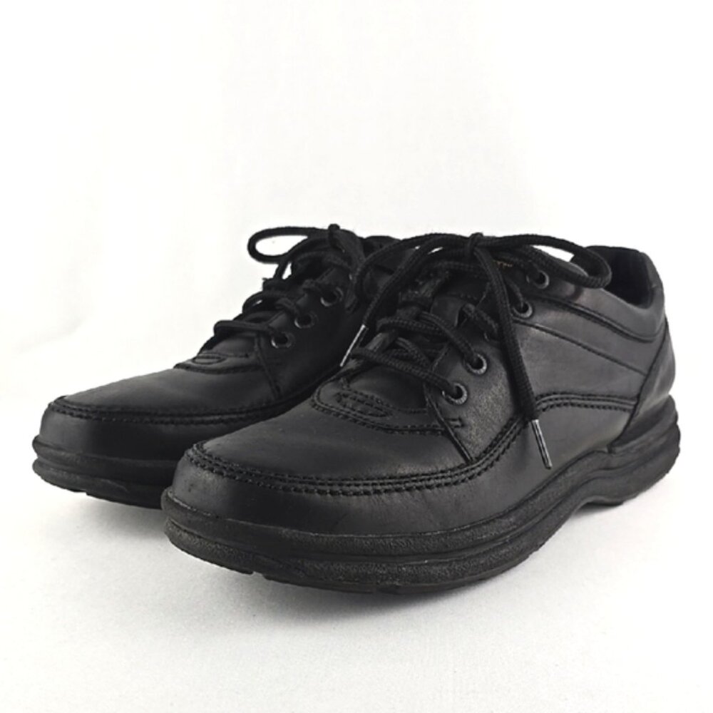 Rockport Men's Black Leather Lace Up Oxfords Shoes Work Walking Comfort Sz 10.5 - Picture 4 of 16